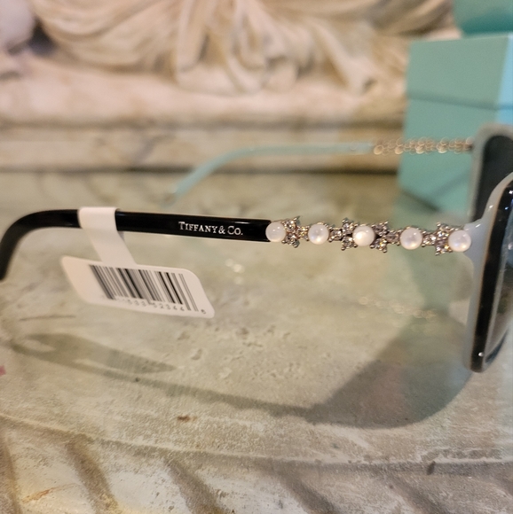 Tiffany & Company TF4103 Sunglasses Havanah Crystal Embelished Pearl Luxury #127 - Picture 9 of 15